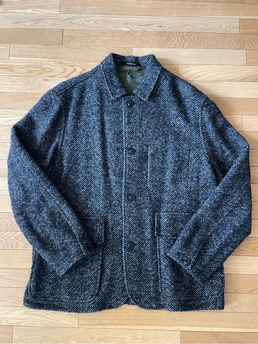 Todd Snyder Italian Wool Walking Jacket in Charcoal Herringbone